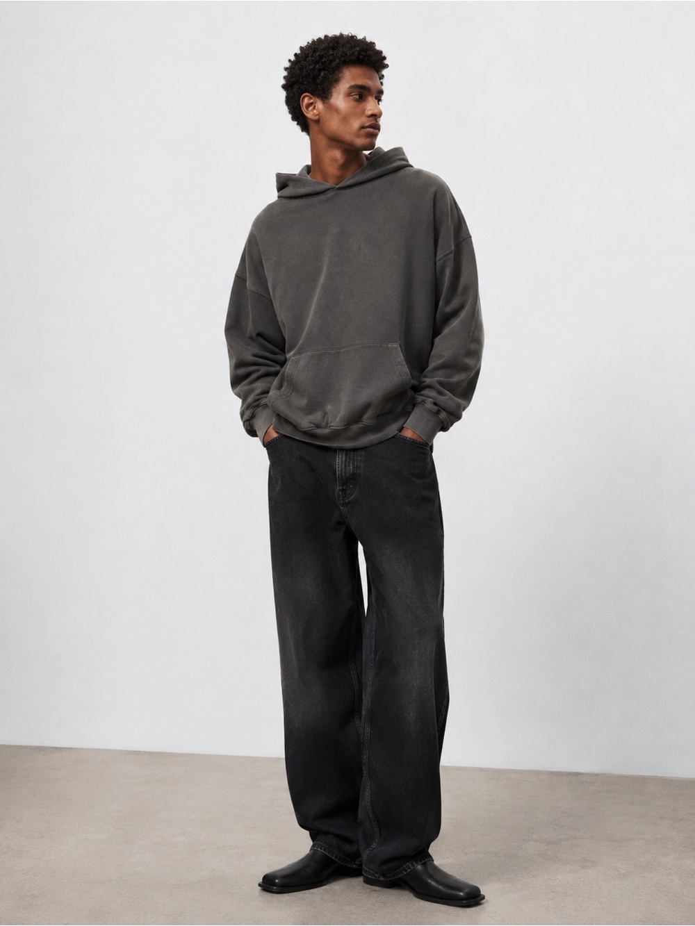 mnml Men’s Charcoal Gray Brown Oversized Hoodie - Size M